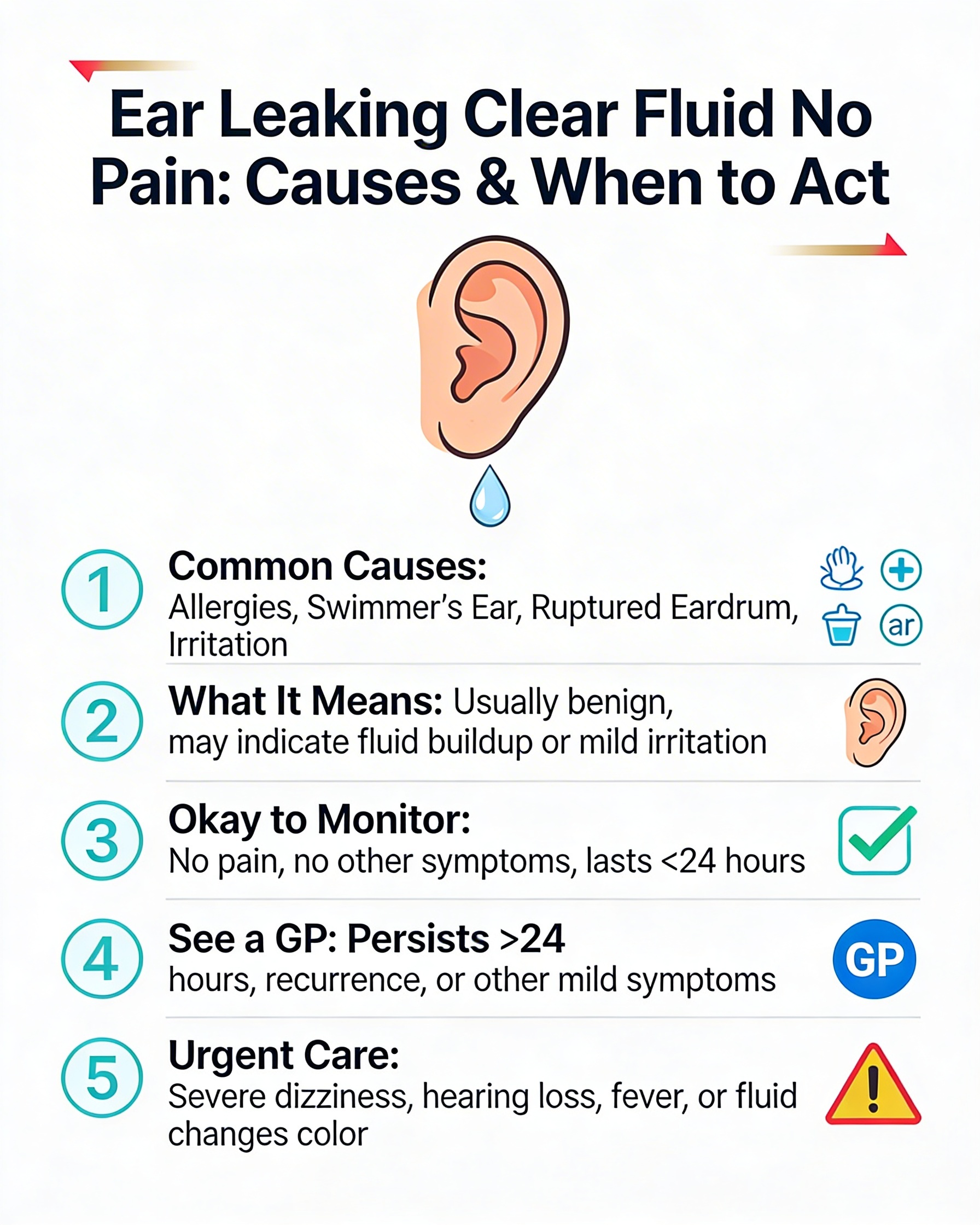 Ear Leaking Clear Fluid No Pain: Causes & When to Act
